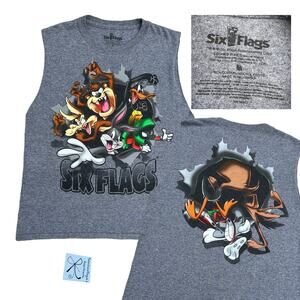 Warner Bros. Looney Tunes Six Flags 2015 Sleeveless Shirt Kids Sz M